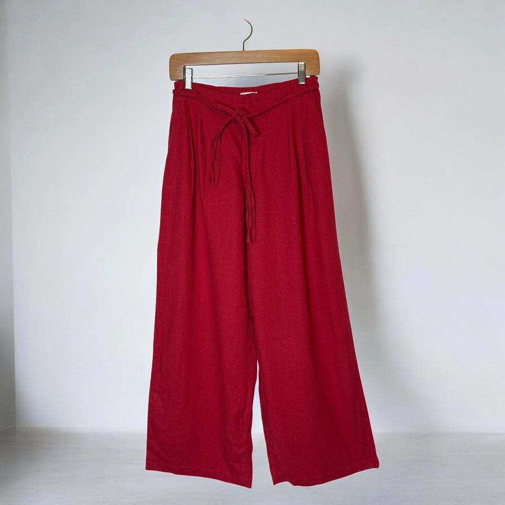 Honey by Pantaloons High Rise Linen Blend Pleated Palazzo Pants Boho Lagenlook